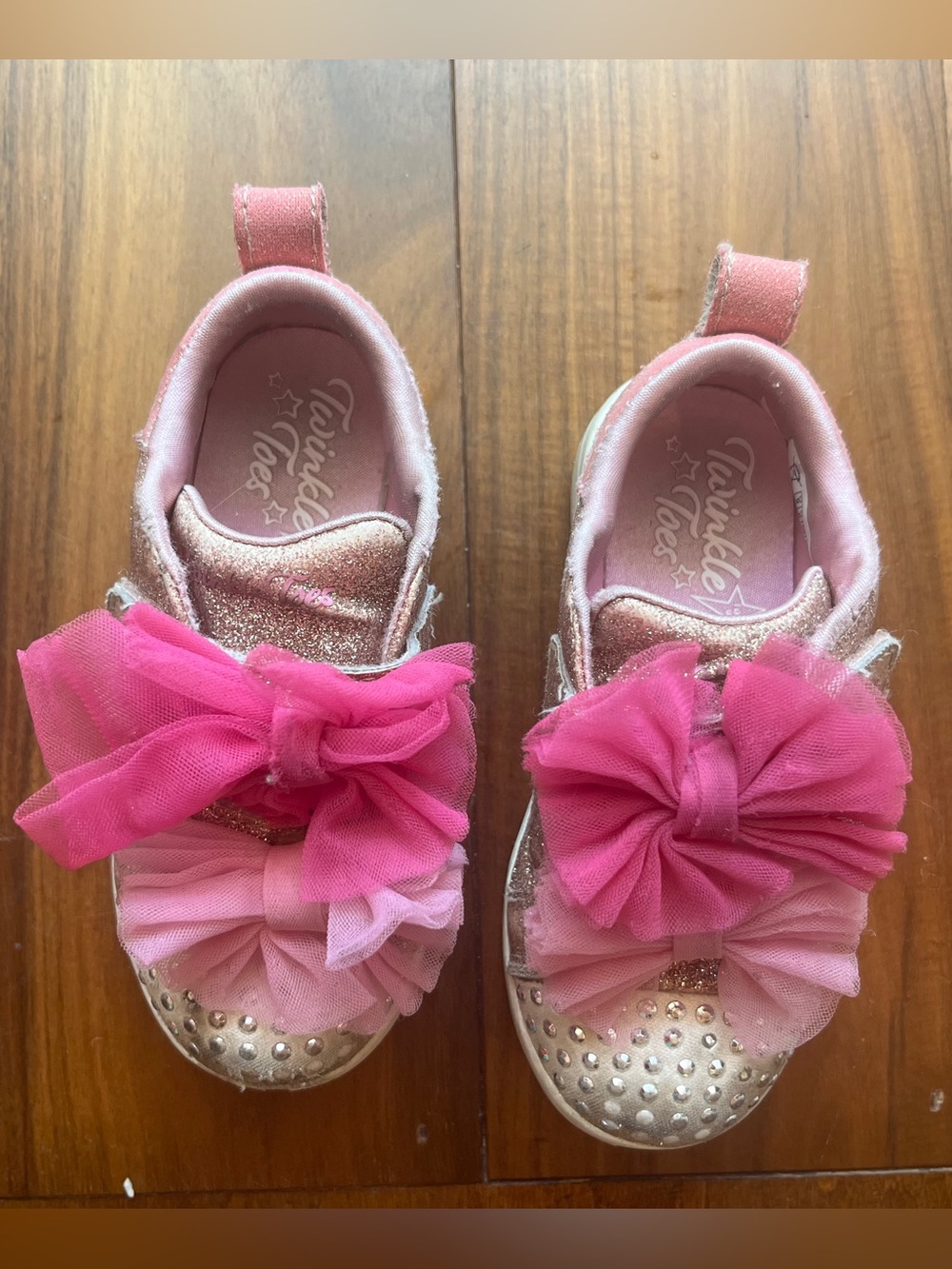 Sketchers light-up girls sneakers, pink tulle and studded glam